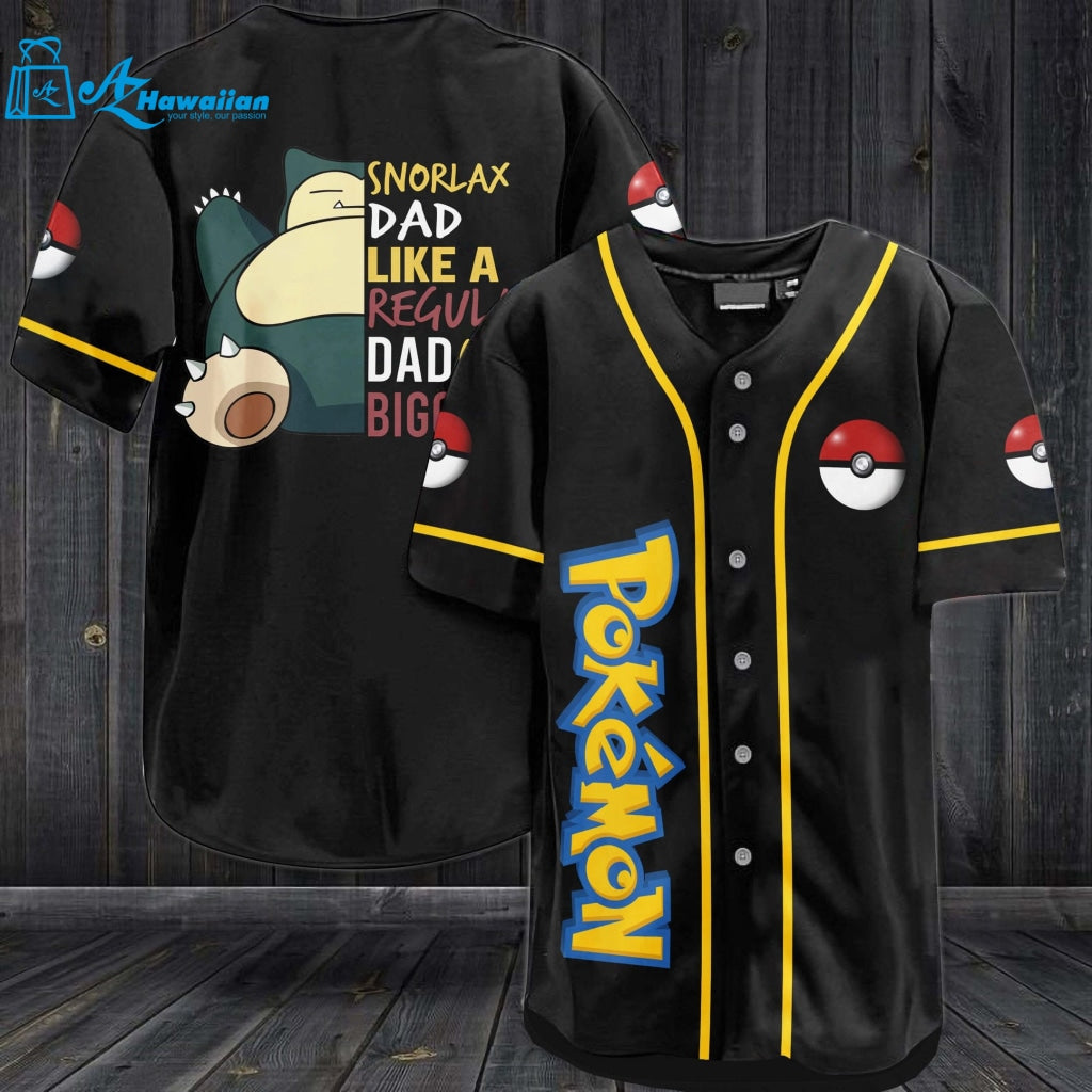 Snorlax Dad Like A Regular Dad Only Bigger Baseball Jersey 