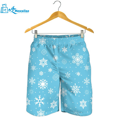 Snowflake Pattern Blue Background Men Shorts