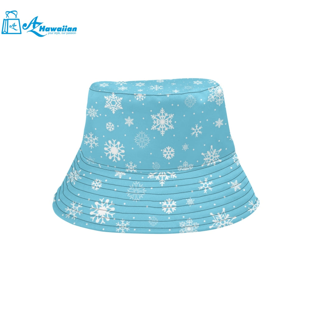 Snowflake pattern blue background Unisex Bucket Hat