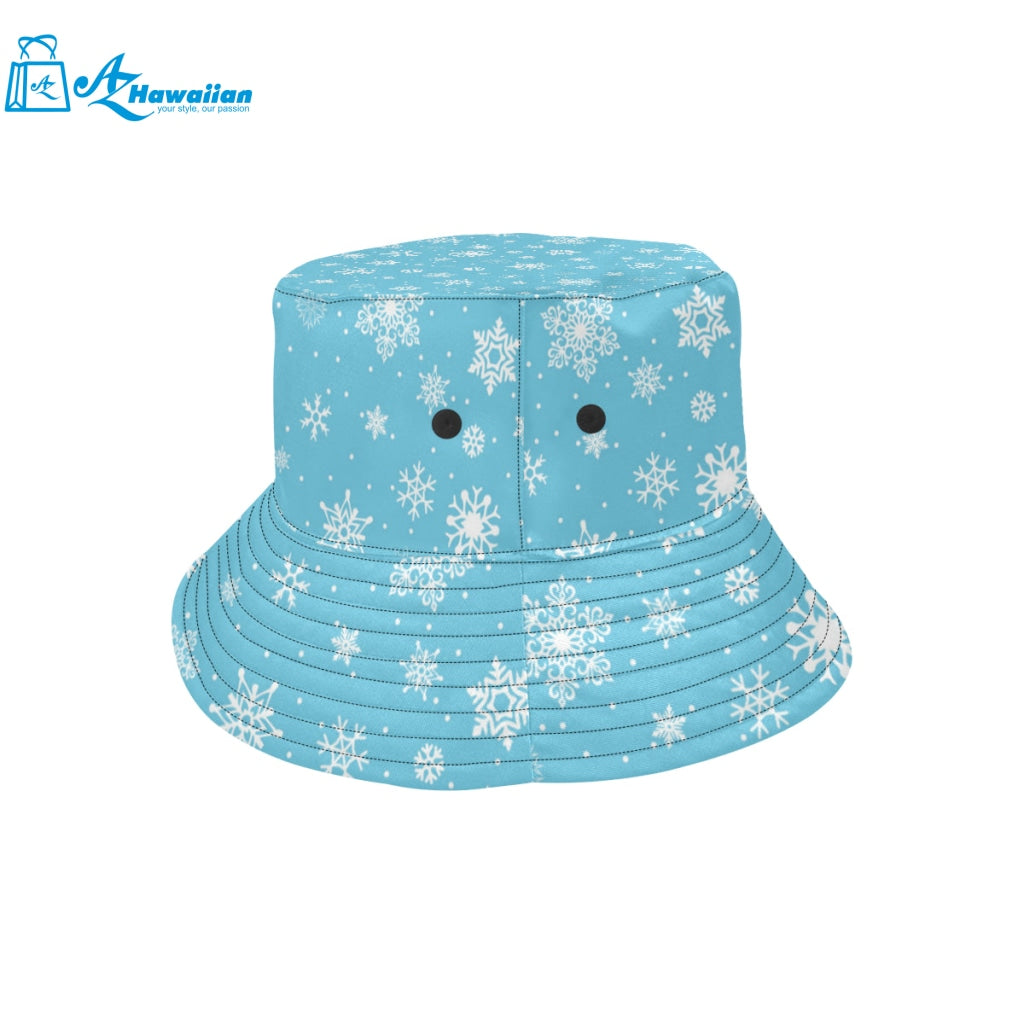 Snowflake pattern blue background Unisex Bucket Hat