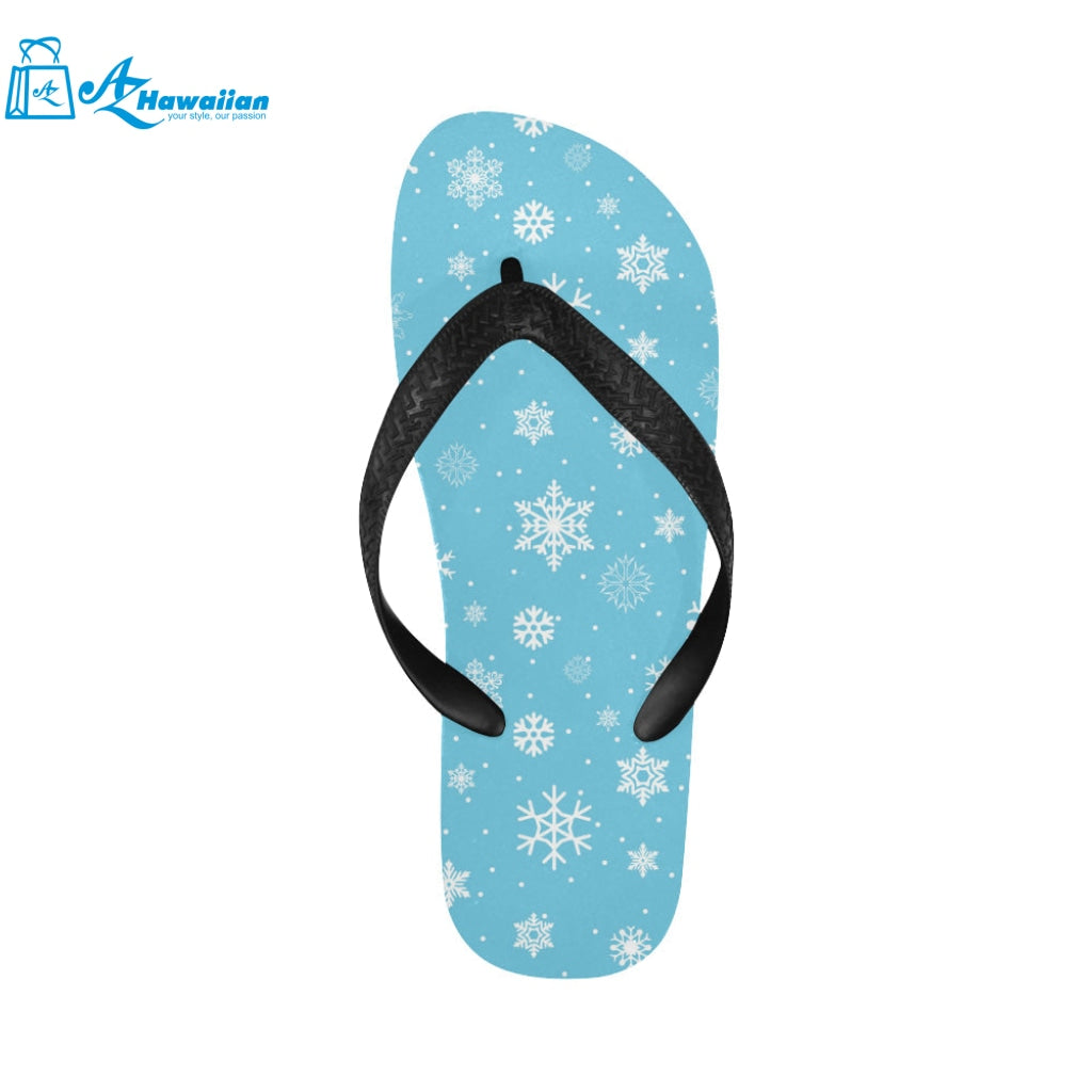 Snowflake pattern blue background Unisex Flip Flops