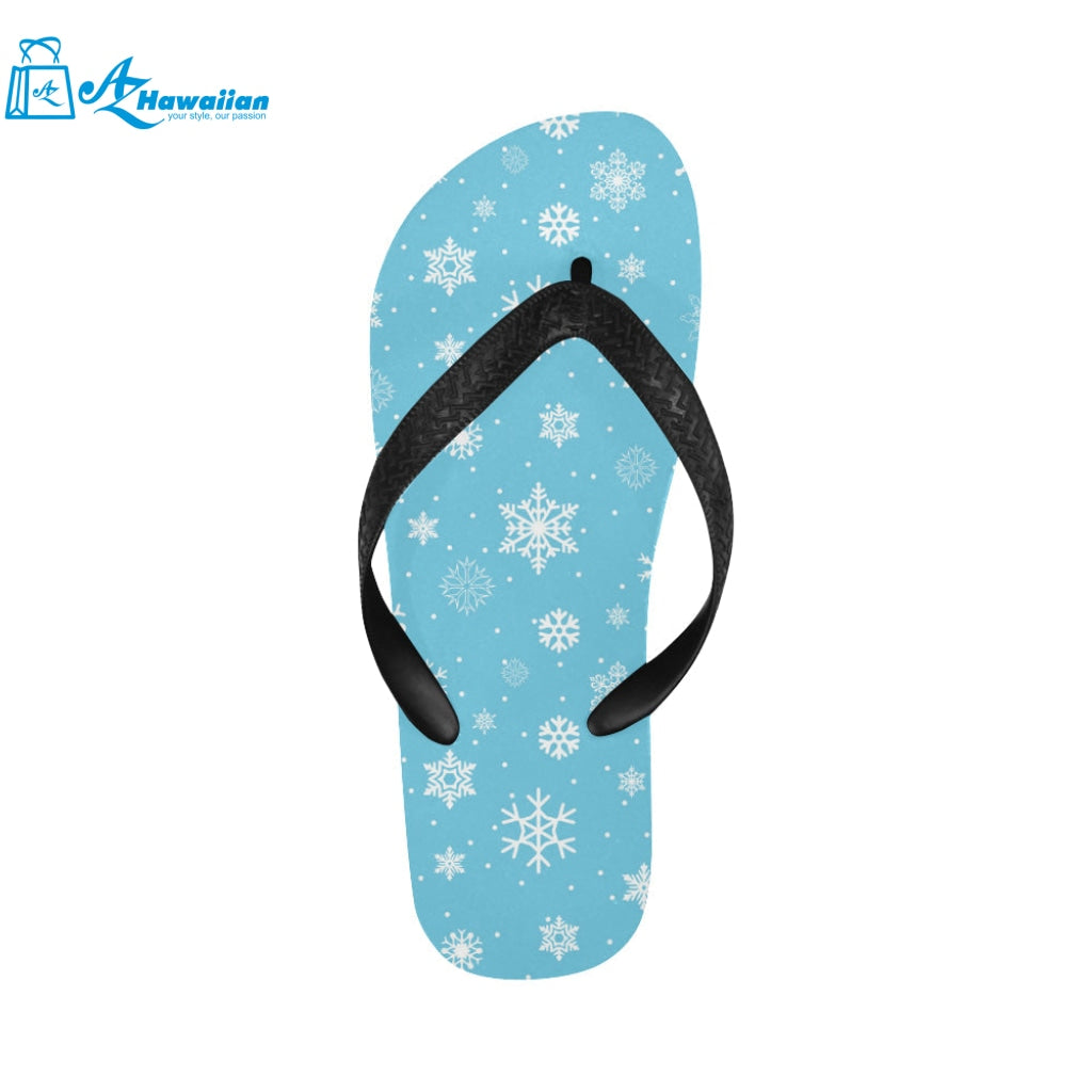 Snowflake pattern blue background Unisex Flip Flops