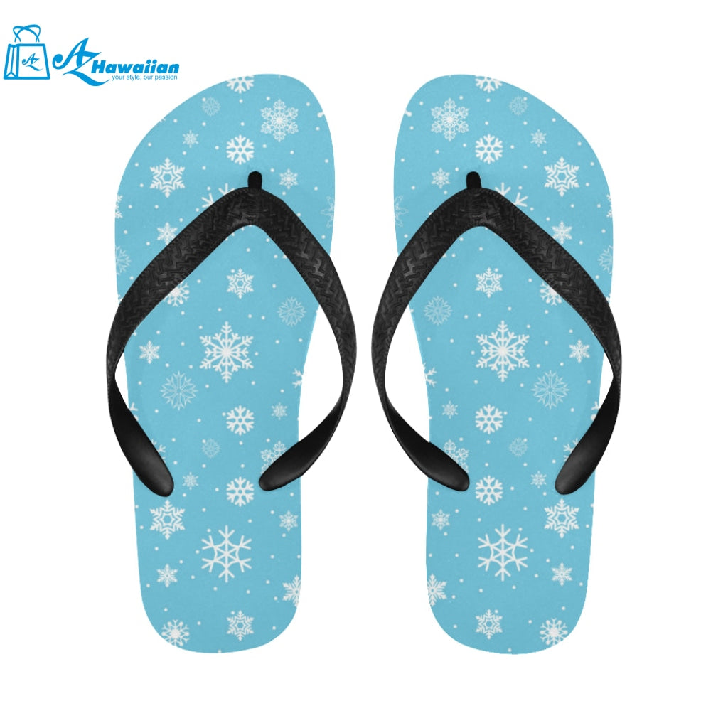 Snowflake pattern blue background Unisex Flip Flops