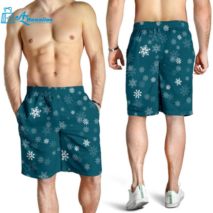 Snowflake Pattern Dark Background Men Shorts