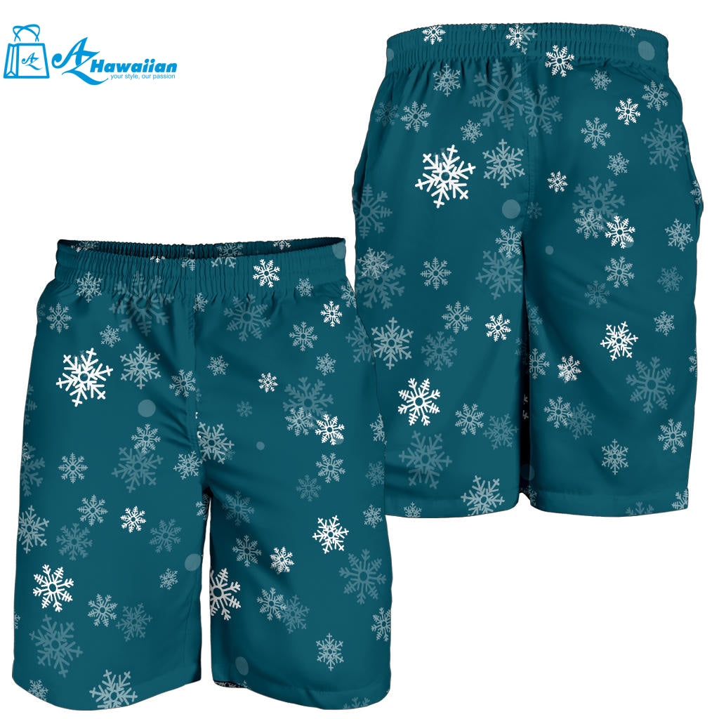 Snowflake Pattern Dark Background Men Shorts