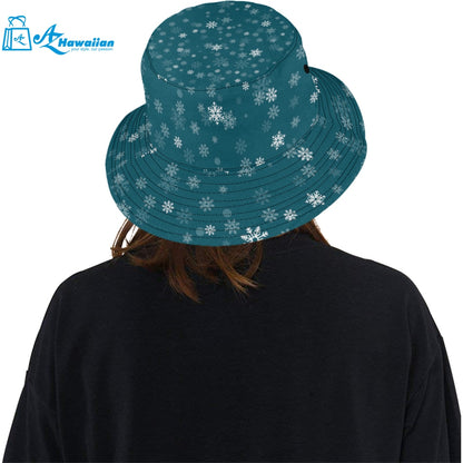 Snowflake pattern dark background Unisex Bucket Hat