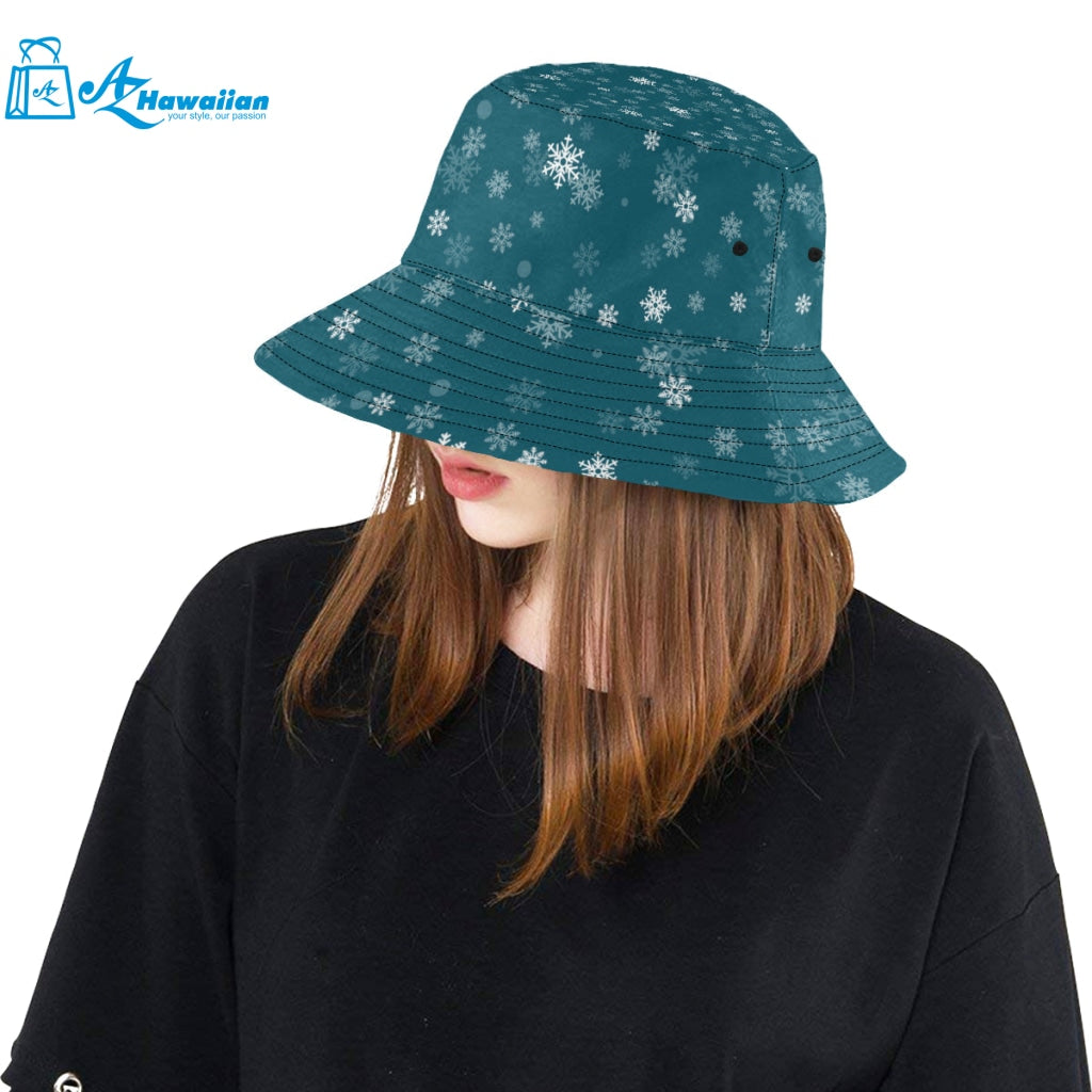 Snowflake pattern dark background Unisex Bucket Hat