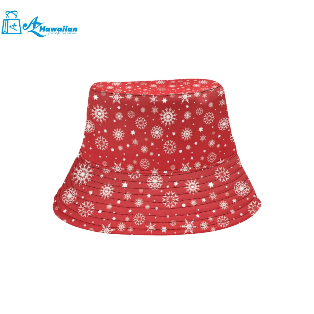 Snowflake pattern red background Unisex Bucket Hat