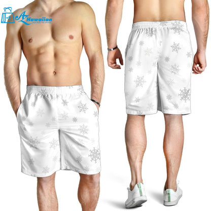 Snowflake Pattern White Background Men Shorts