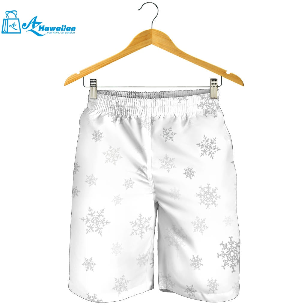 Snowflake Pattern White Background Men Shorts