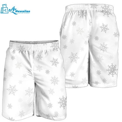 Snowflake Pattern White Background Men Shorts