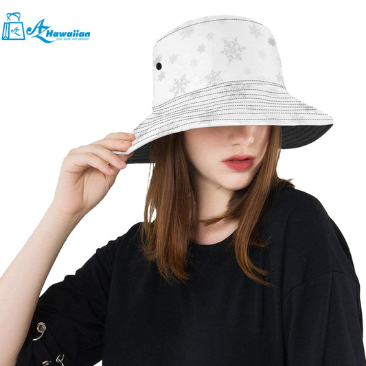 Snowflake pattern white background Unisex Bucket Hat