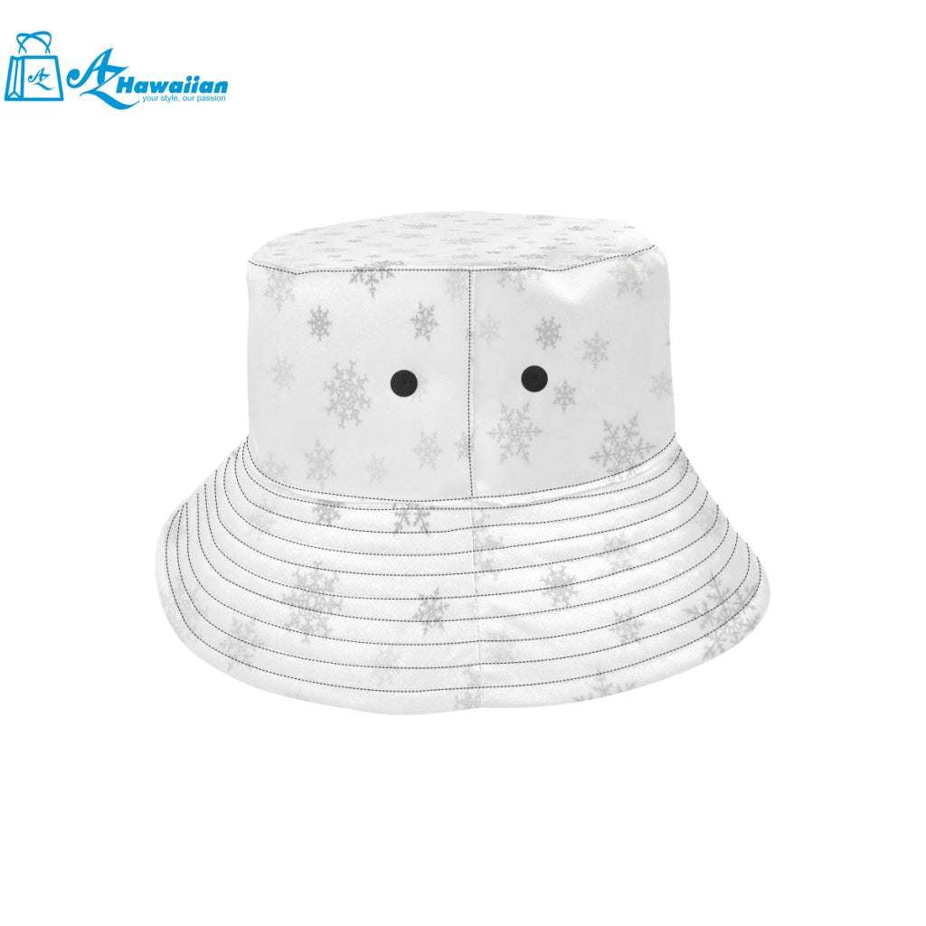 Snowflake pattern white background Unisex Bucket Hat