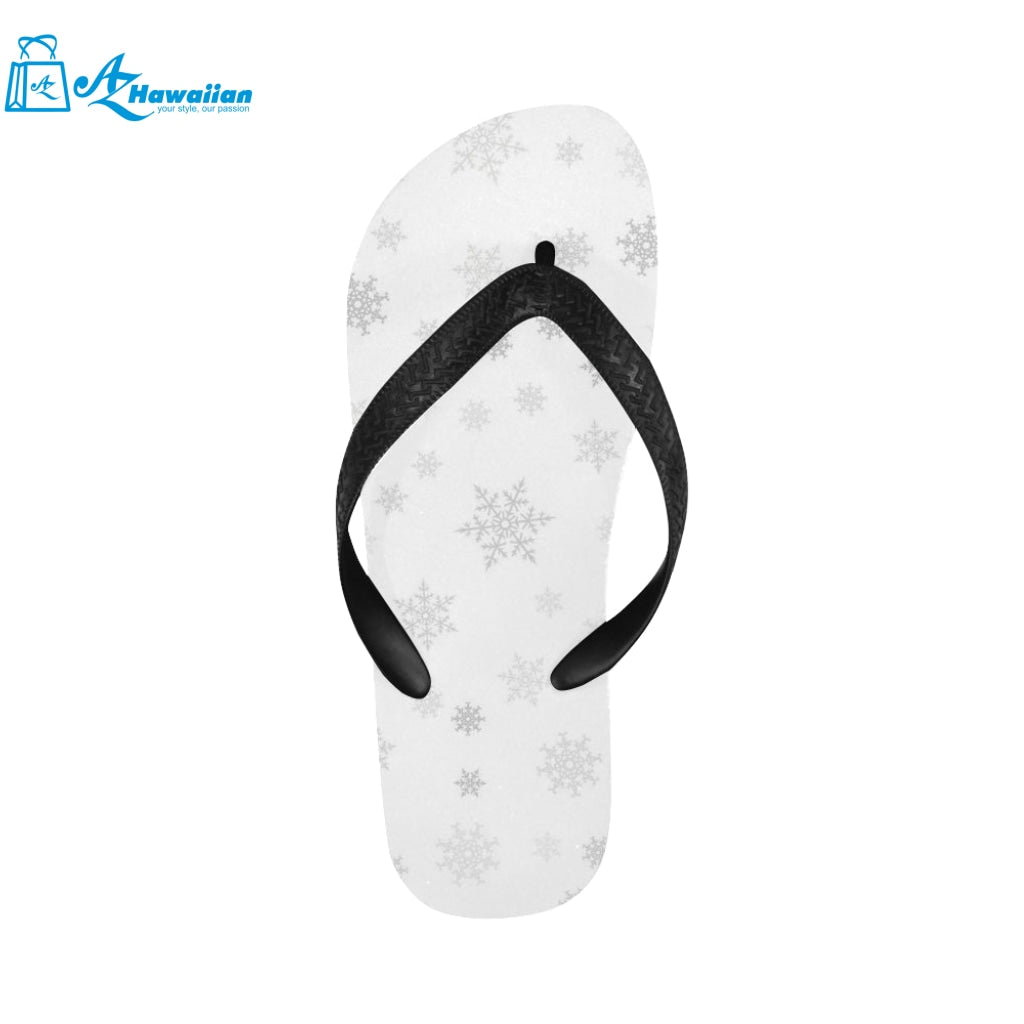 Snowflake pattern white background Unisex Flip Flops