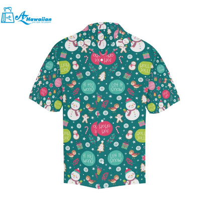 Snowman Bird Decorative Elements Christmas Pattern Mens All Over Print Hawaiian Shirt