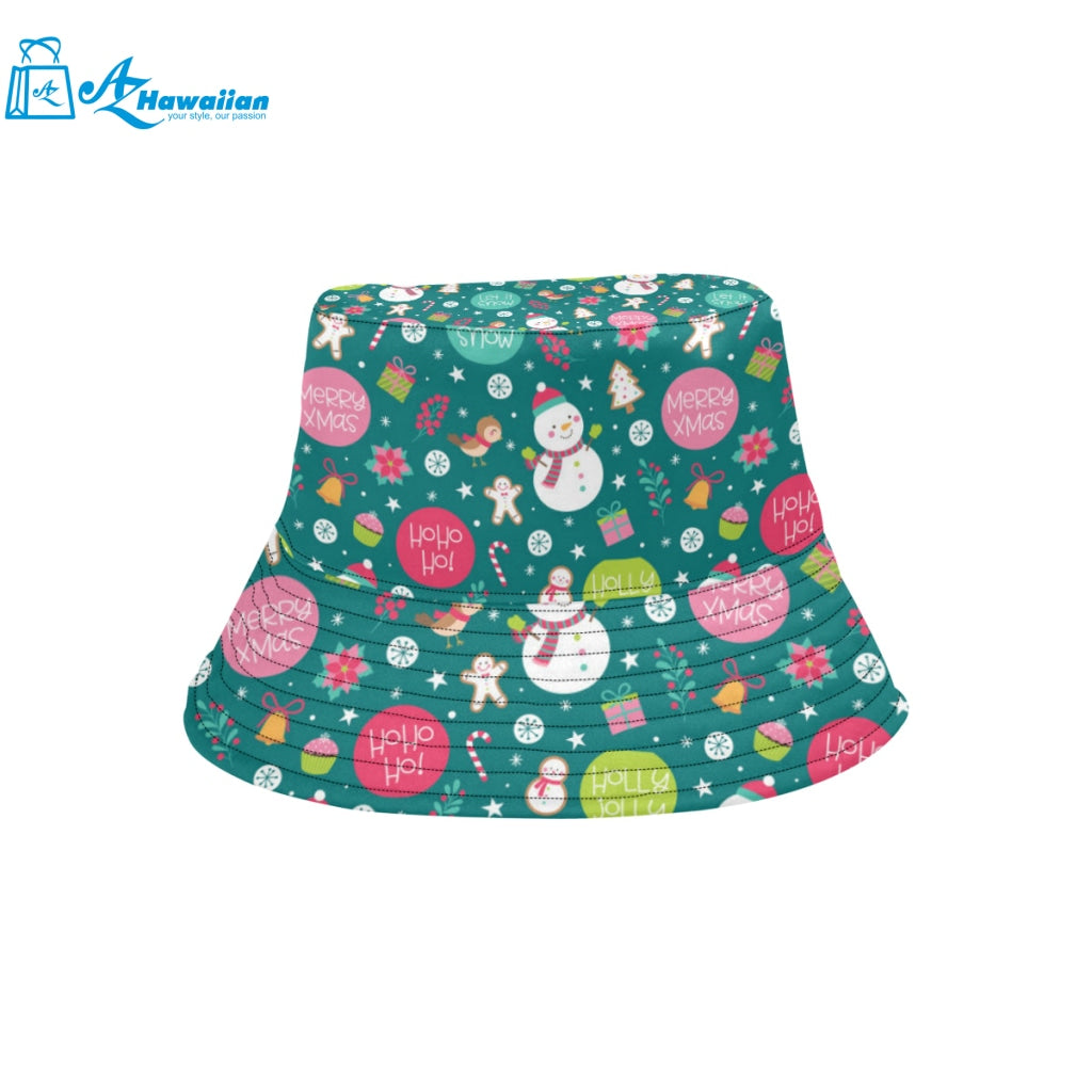 Snowman bird decorative elements christmas pattern Unisex Bucket Hat