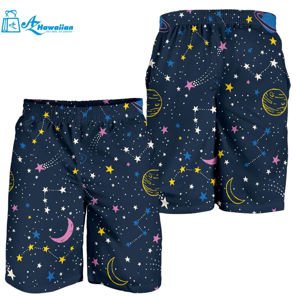 Space Pattern With Planets, Comets, Constellations And Stars Men Shorts