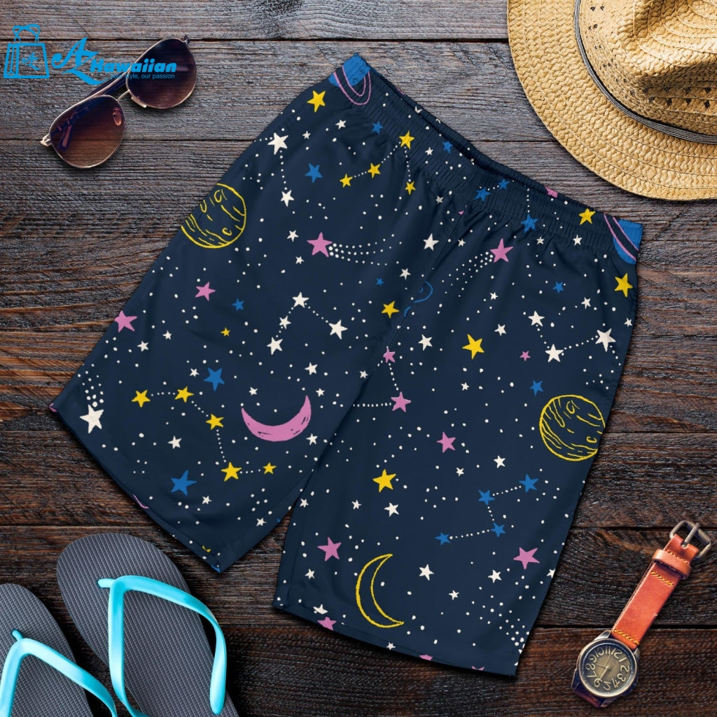 Space Pattern With Planets, Comets, Constellations And Stars Men Shorts