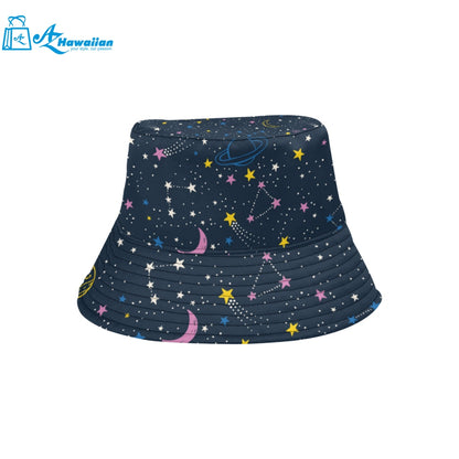 space pattern with planets, comets, constellations Unisex Bucket Hat