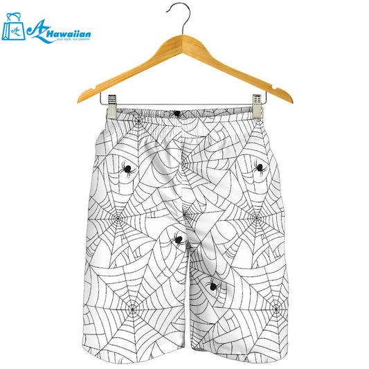 Spider Web Cobweb Pattern White Background Men Shorts