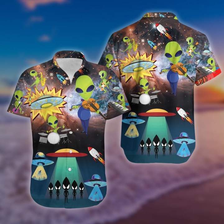 Aliens With Music Hawaiian Shirt | For Men & Women | Adult | HW3708