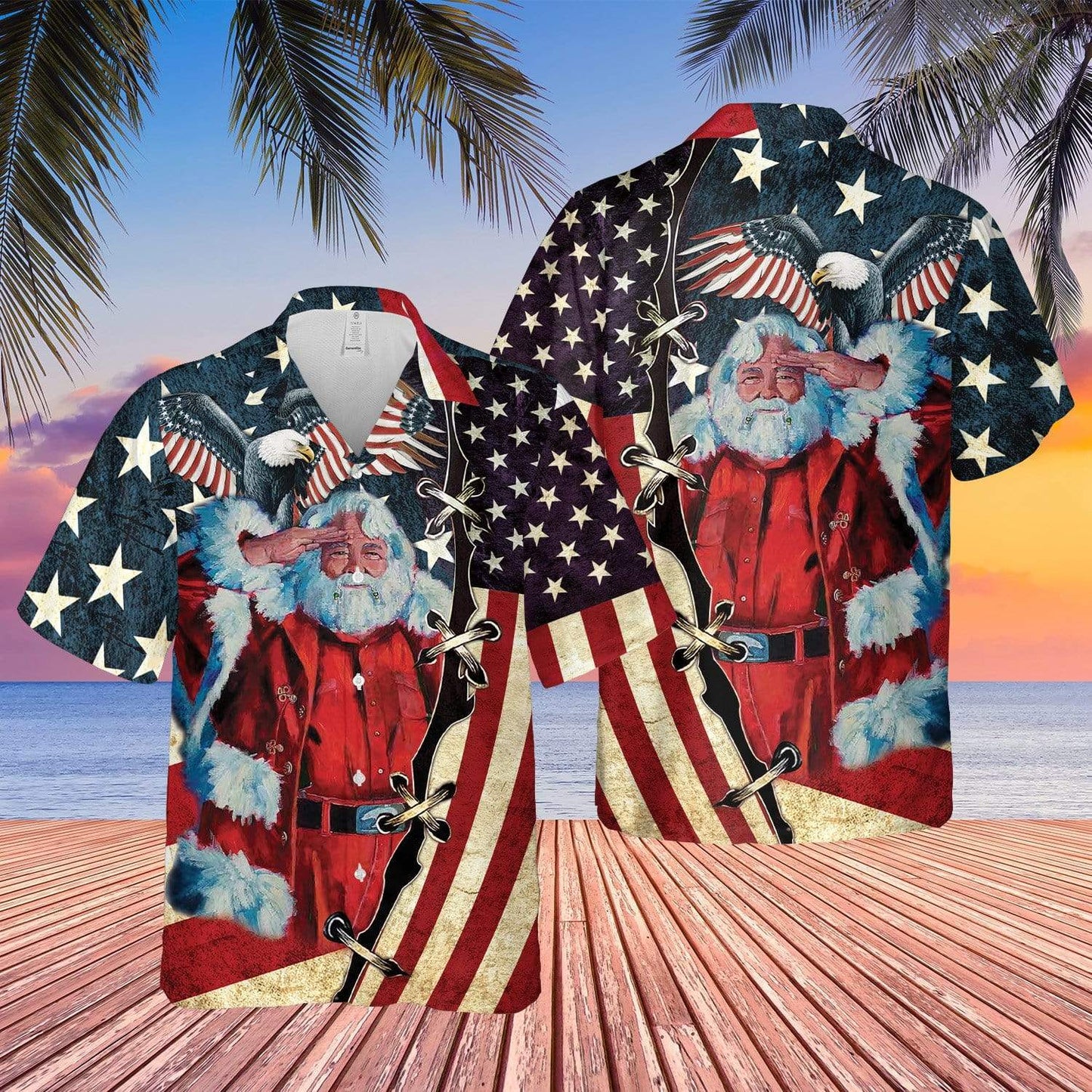 Hawaiian Aloha Shirts Patriotism America Christmas #70621V