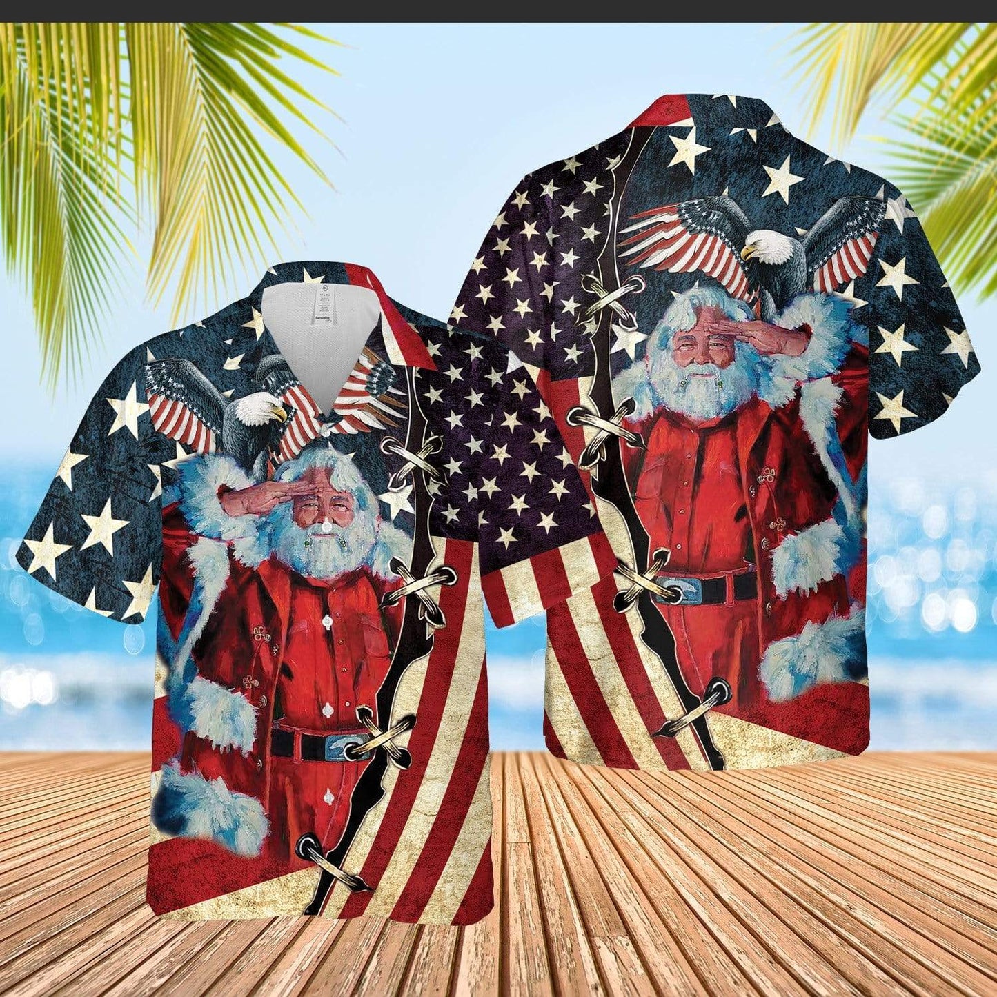 Hawaiian Aloha Shirts Patriotism America Christmas #70621V