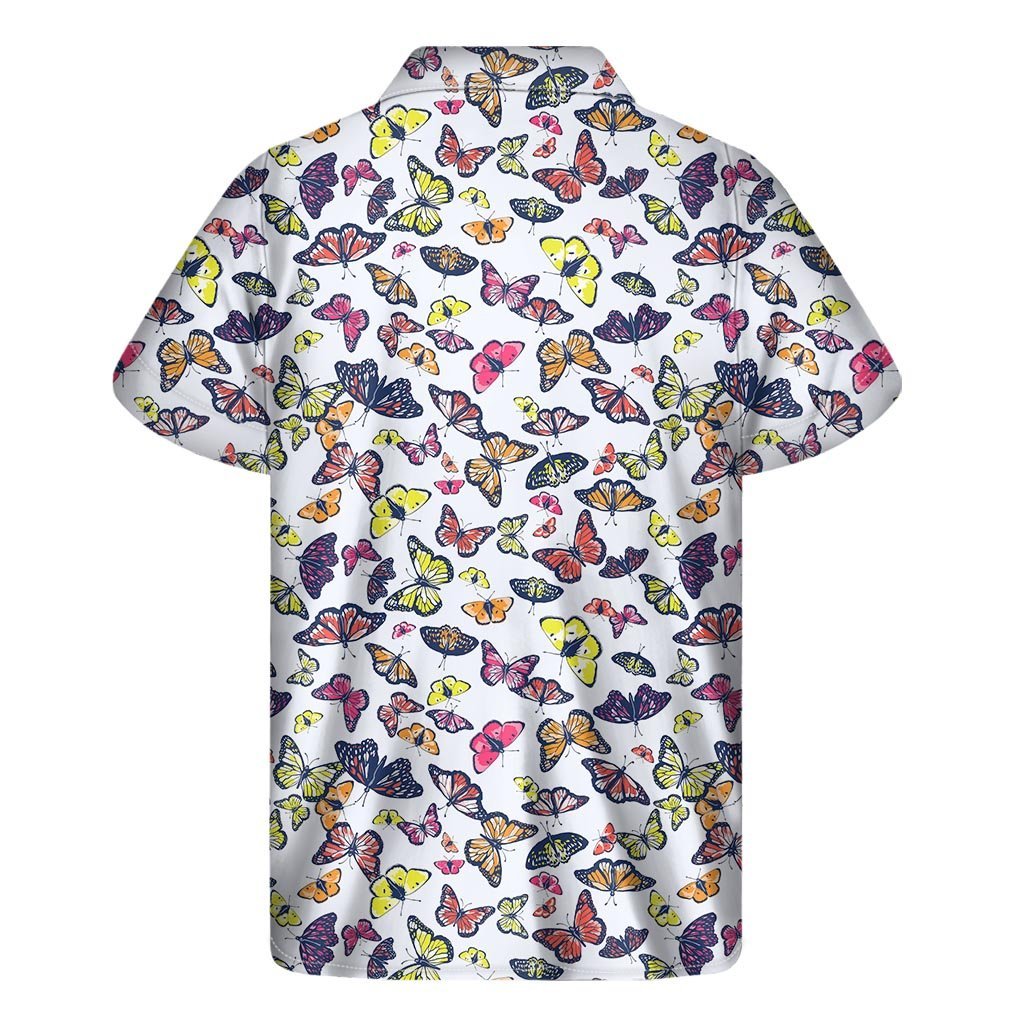 Spring Butterfly Pattern Print Mens Short Sleeve Shirt Hawaiian