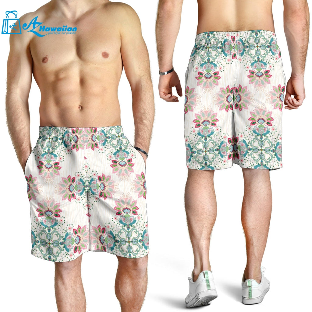 Square Floral Indian Flower Pattern Men Shorts