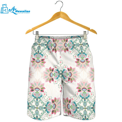 Square Floral Indian Flower Pattern Men Shorts