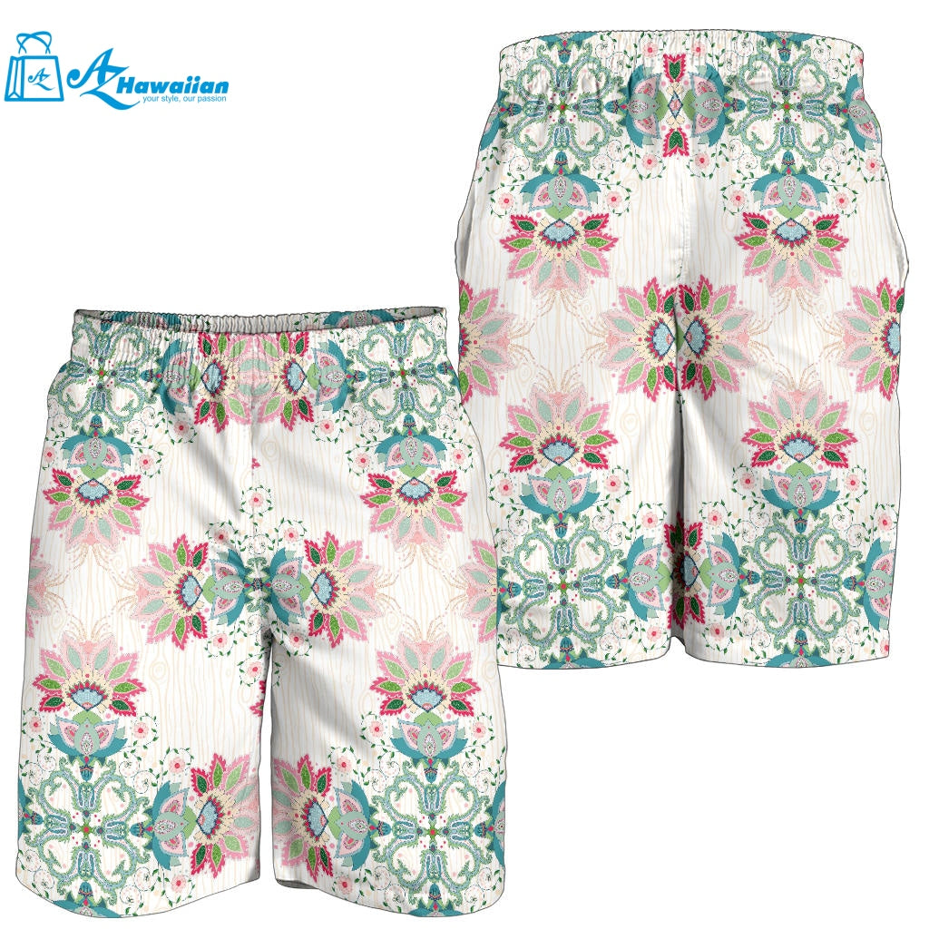 Square Floral Indian Flower Pattern Men Shorts