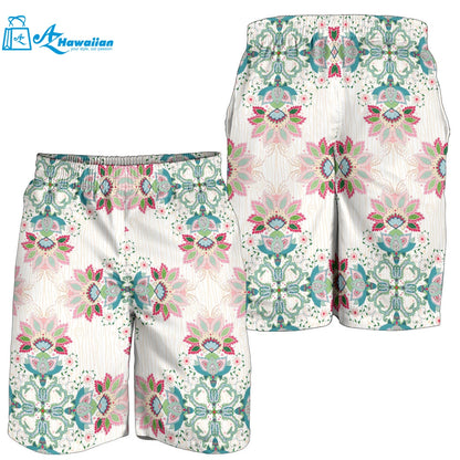 Square Floral Indian Flower Pattern Men Shorts