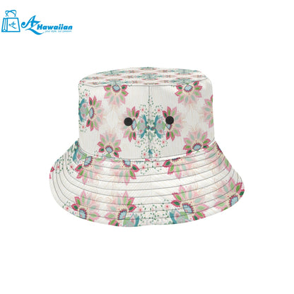 Square floral indian flower pattern Unisex Bucket Hat