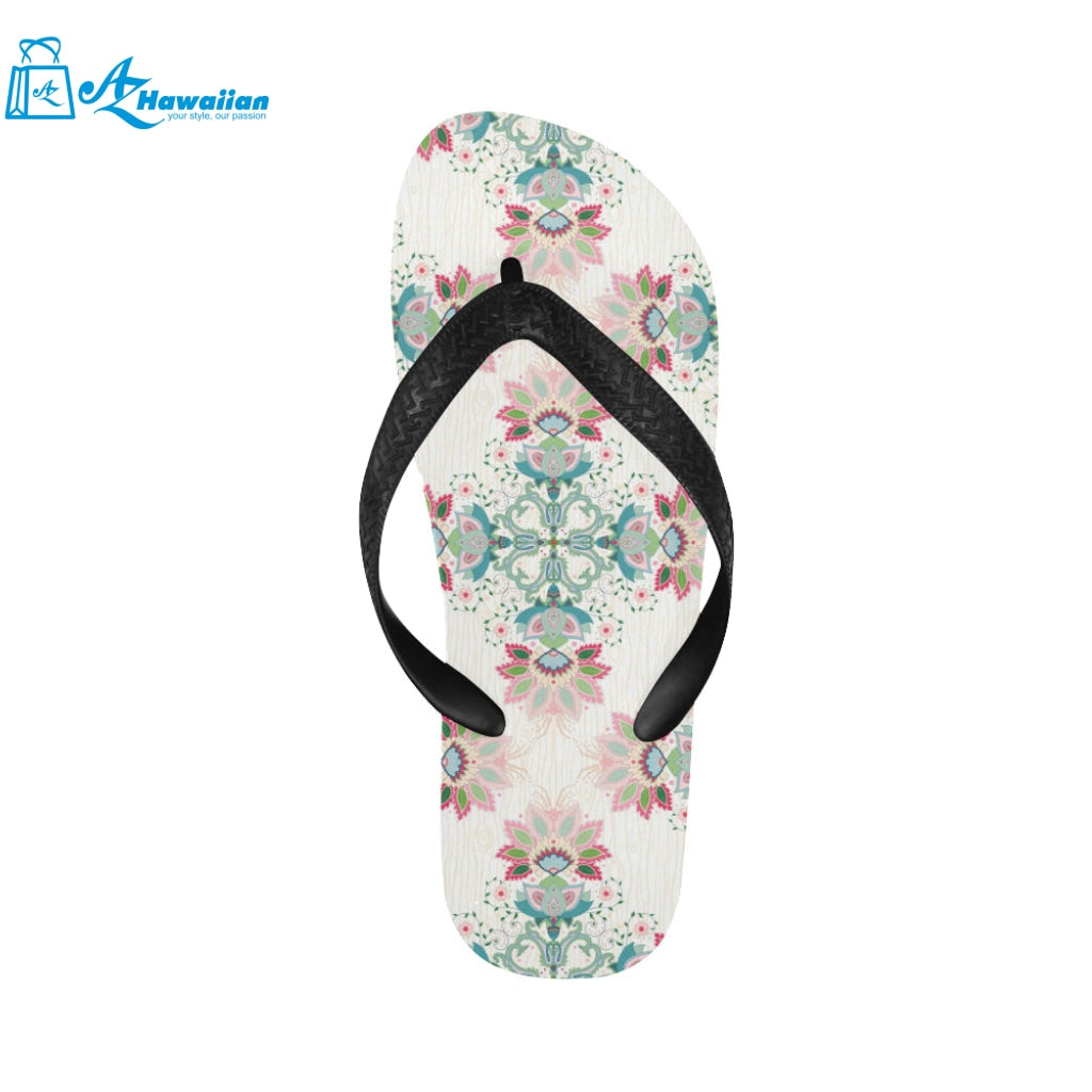 Square floral indian flower pattern Unisex Flip Flops