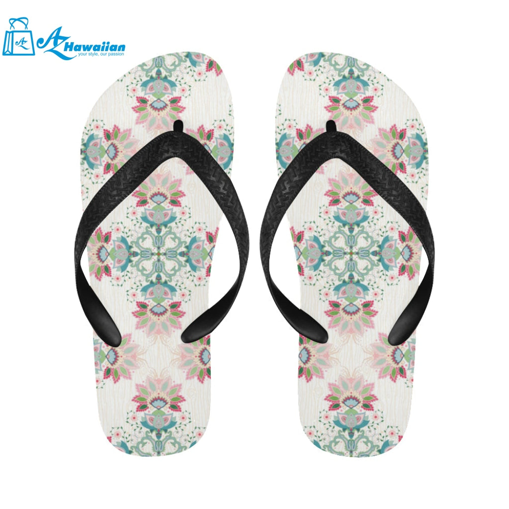 Square floral indian flower pattern Unisex Flip Flops