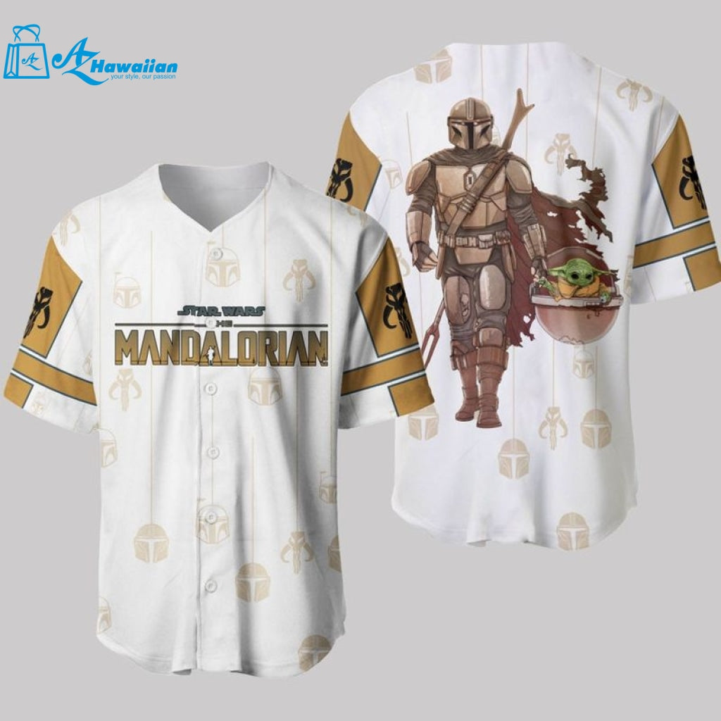 Star Wars Mandalorian Baby Yoda All Over Print 3D Pinstripe Unisex Baseball Jersey