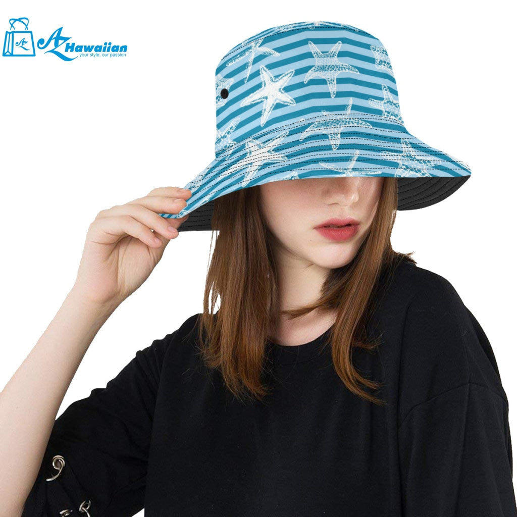 Starfish blue blackground Unisex Bucket Hat