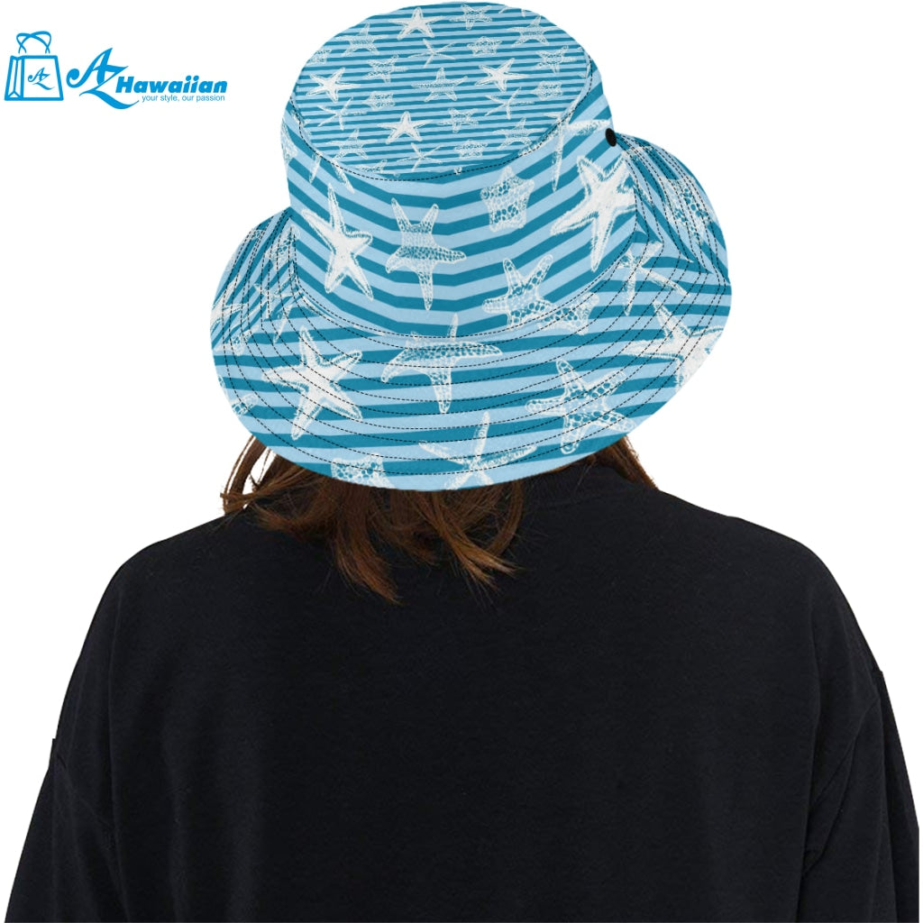 Starfish blue blackground Unisex Bucket Hat