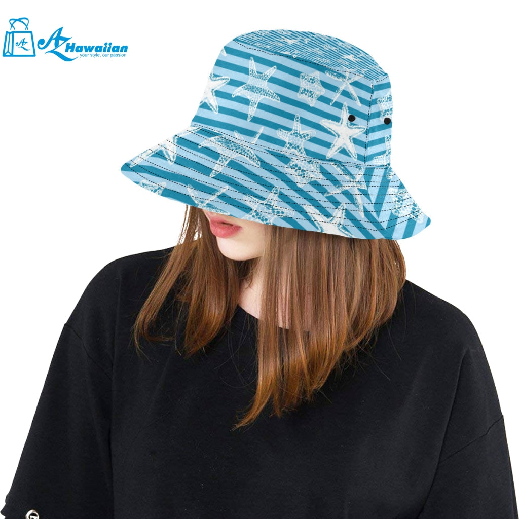 Starfish blue blackground Unisex Bucket Hat