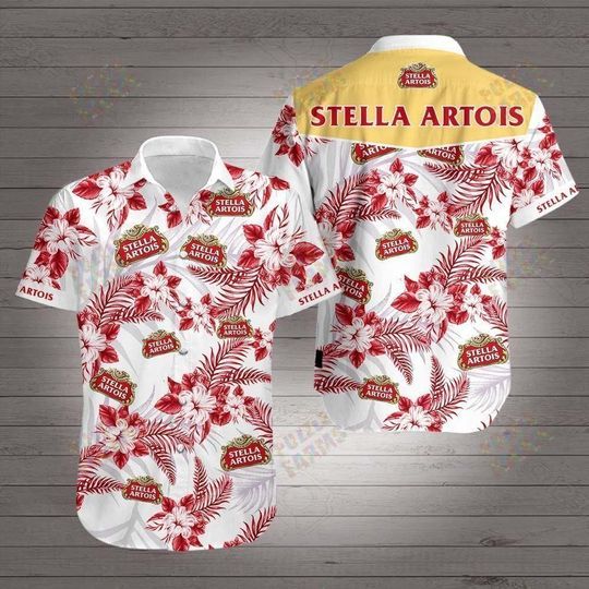 Stella Artois U Hawaiian Graphic Print Short Sleeve 