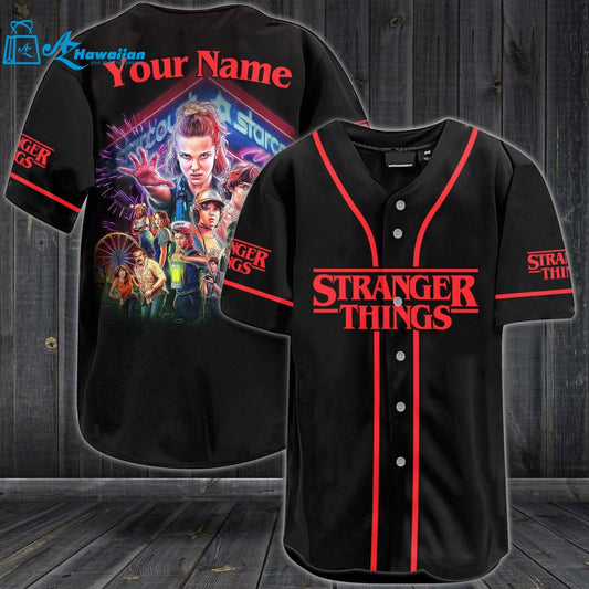 Stranger Things Characters All Over Print Unisex Baseball Jersey 