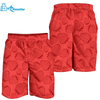 Strawberry Pattern Red Background Men Shorts