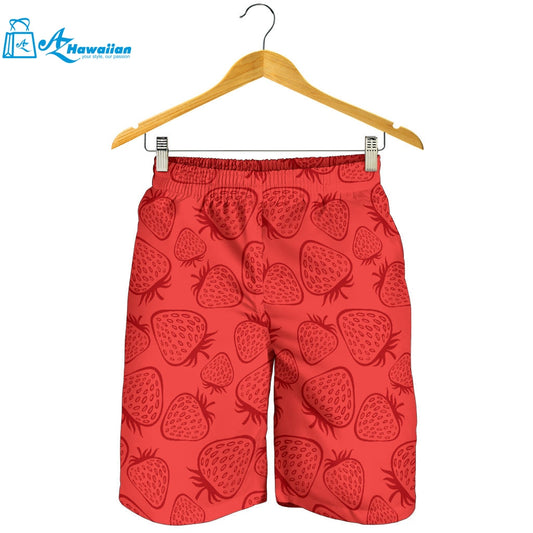 Strawberry Pattern Red Background Men Shorts