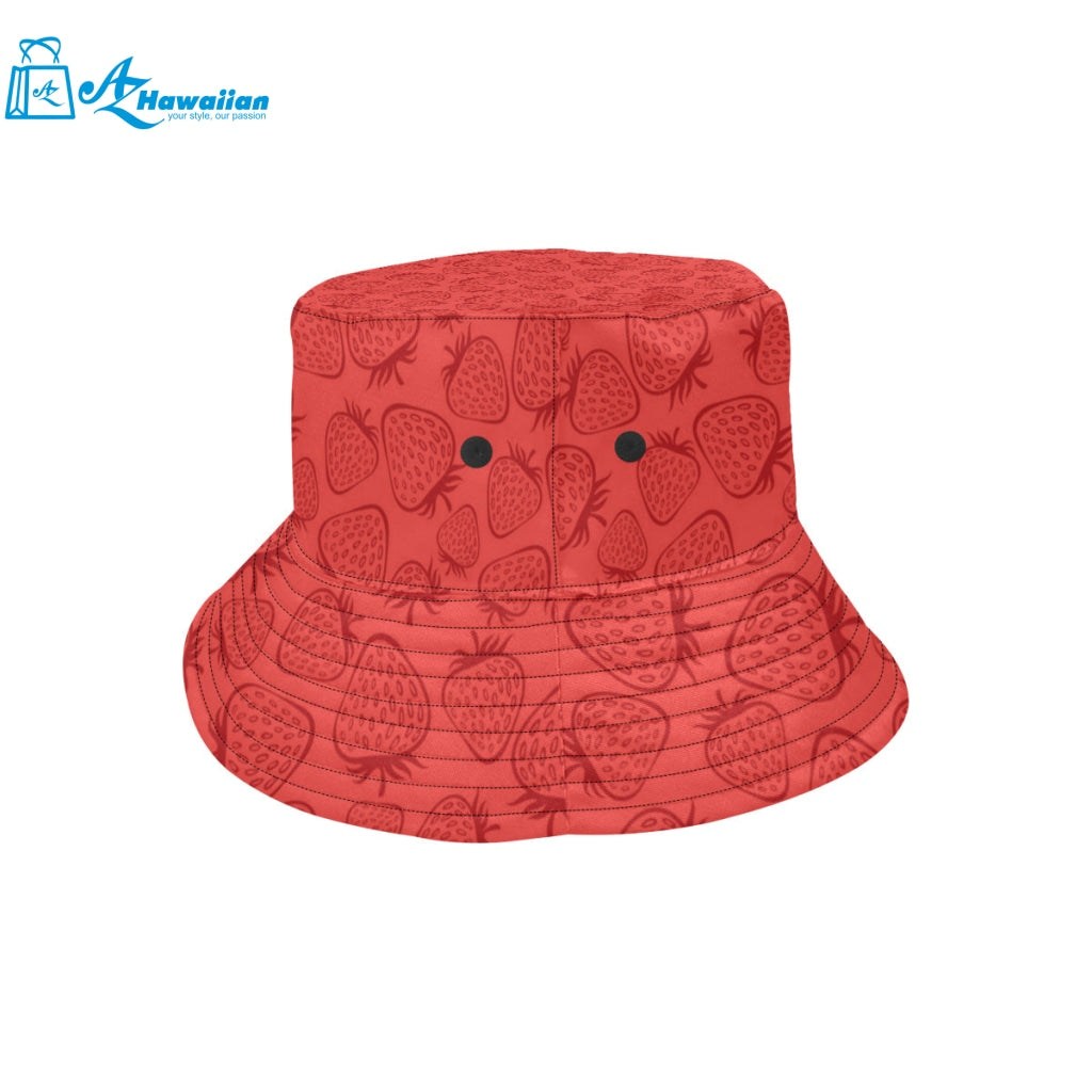 strawberry pattern red background Unisex Bucket Hat