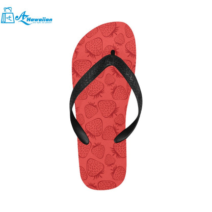 strawberry pattern red background Unisex Flip Flops