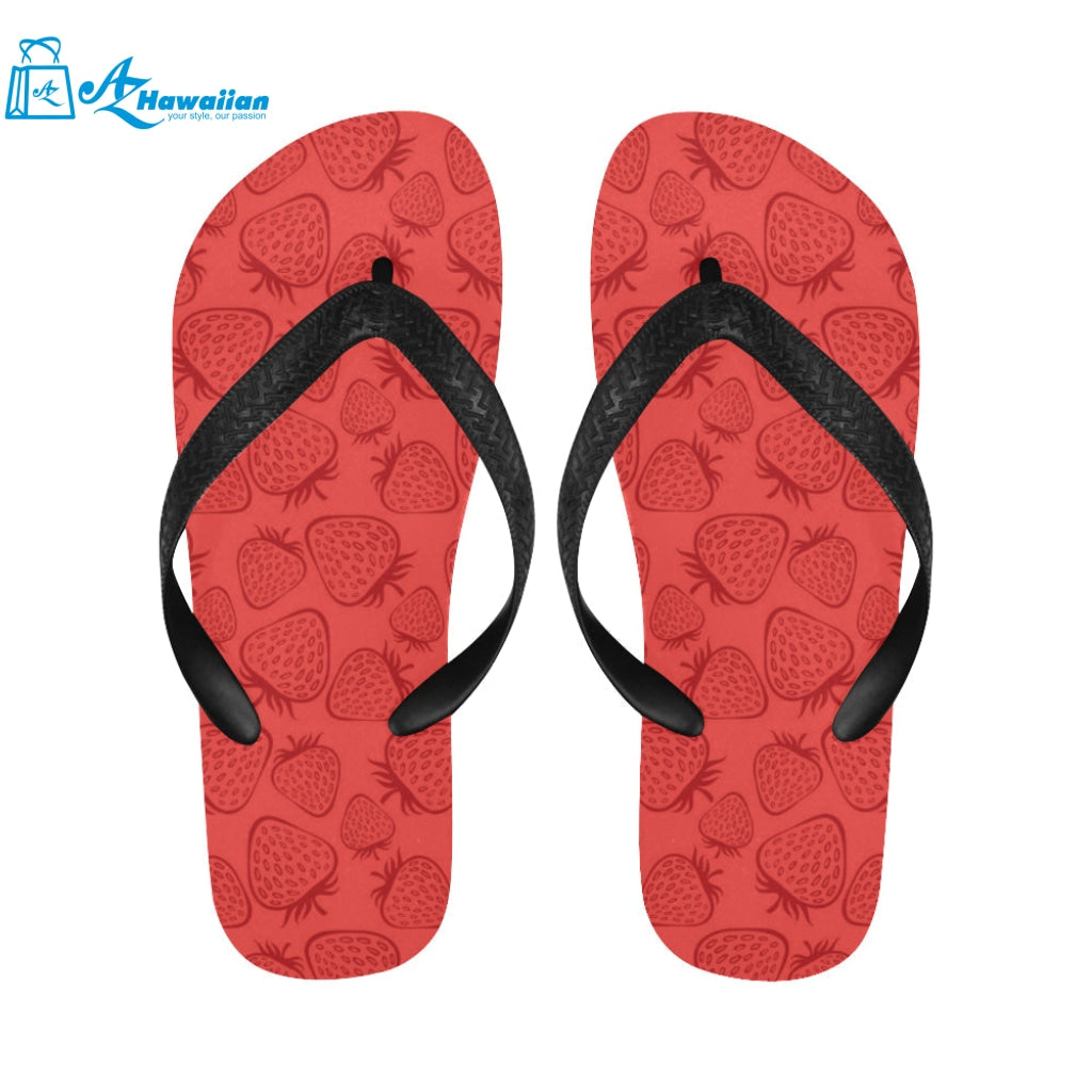 strawberry pattern red background Unisex Flip Flops