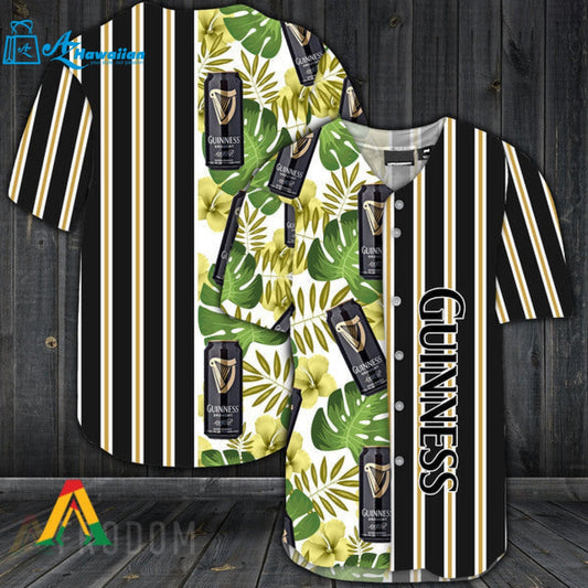 Striped Tropical Hawaii Guinness Beer Baseball Jersey