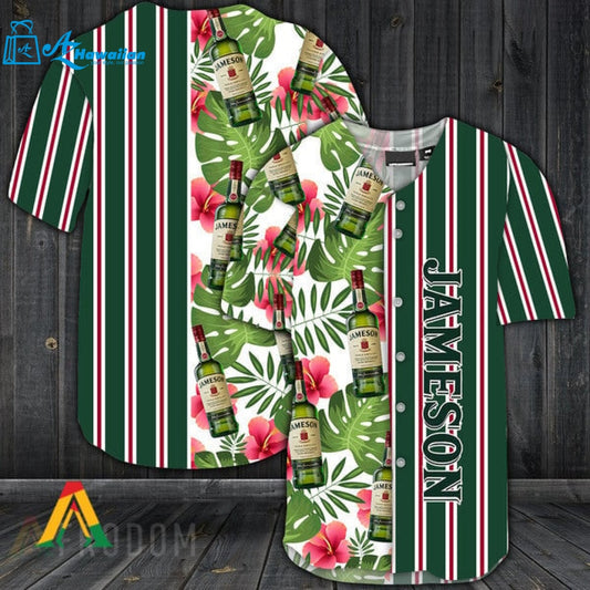 Striped Tropical Hawaii Jameson Whiskey Baseball Jersey