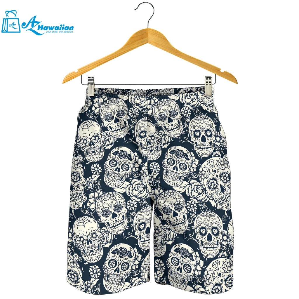 Sugar Skull Black White Pattern Men Shorts