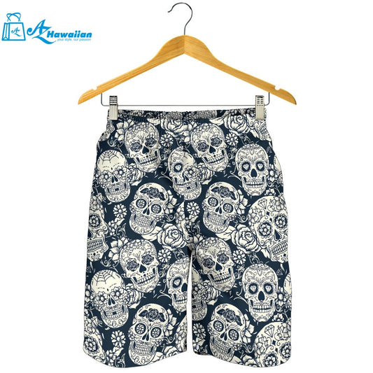 Sugar Skull Black White Pattern Men Shorts